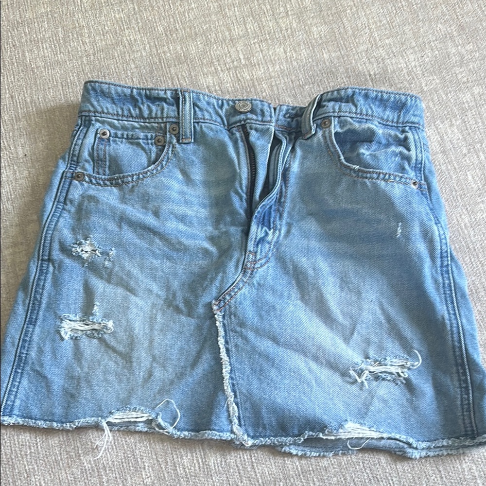 GAP Light Blue Distressed Denim Pencil Skirt